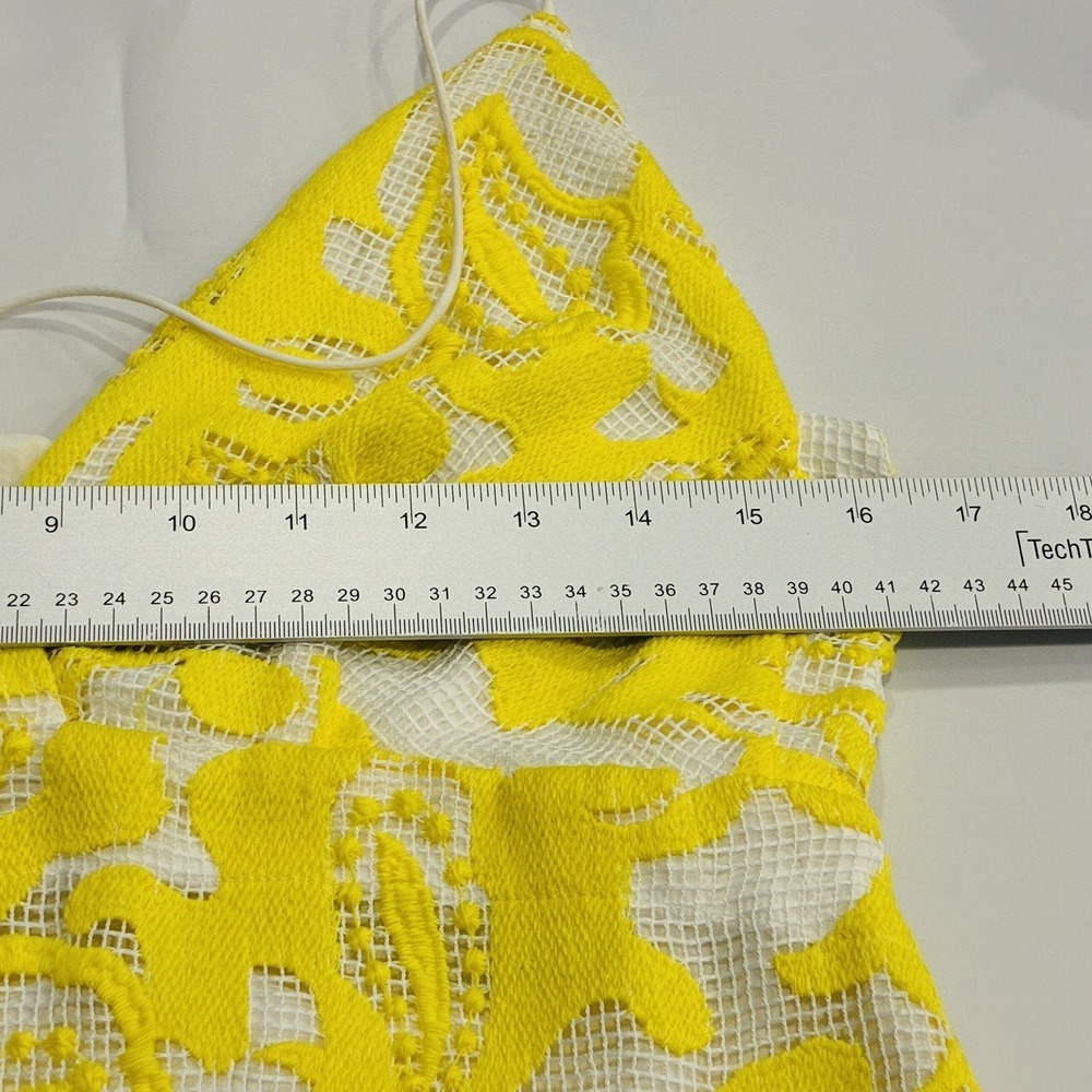 Maeve‎ Anthropologie Lace Babydoll Strappy Backless Mini Dress Size 10 Yellow - Picture 12 of 16